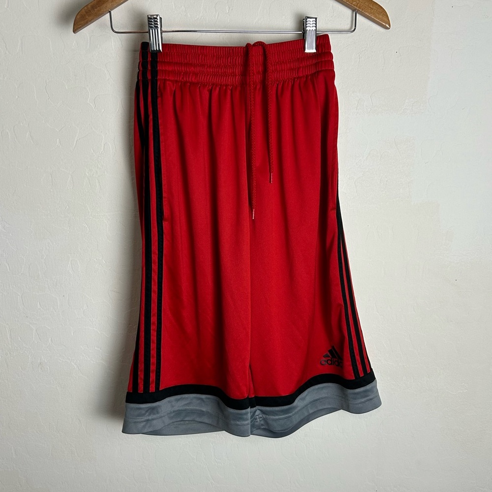 Adidas Red Shorts with Black Accents